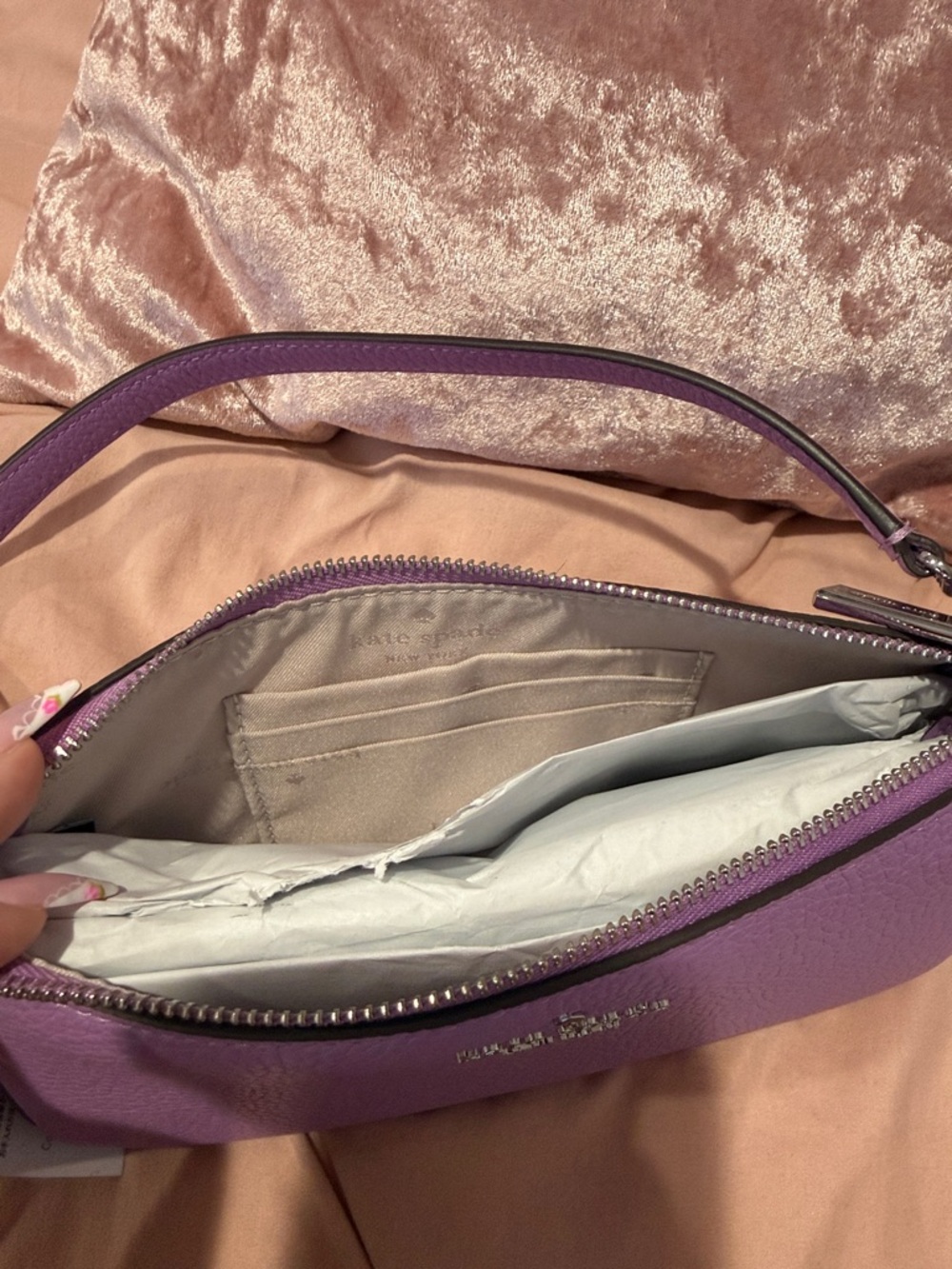 Kate Spade Lilac Pebbled Leather Gemini Convertible Wristlet/Shoulder Bag - Picture 2 of 3